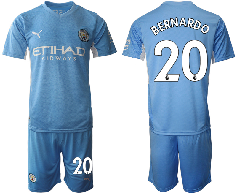 Men 2021-2022 Club Manchester City home Light blue #20 Soccer Jersey